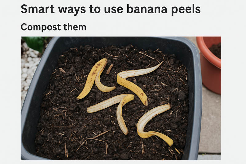 Banana peels in compost bin for worms